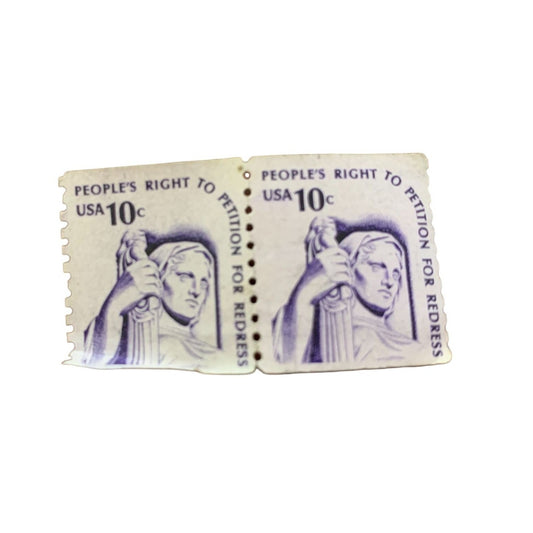 Vintage USA 10 Cent Stamps ''People's Right to Petition for Redress" (2 stamps)