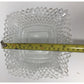 Vintage Indiana Glass Co Diamond Cut Design Square Dish w/ ruffled Edges