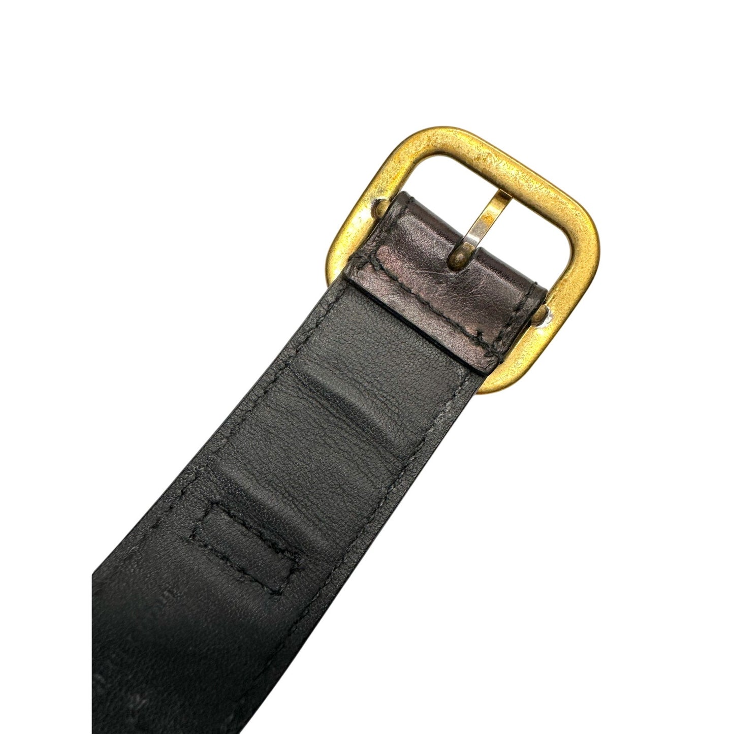 Yves Saint Laurent (YSL) Wide  Leather Cuff Bracelet w Large Buckle