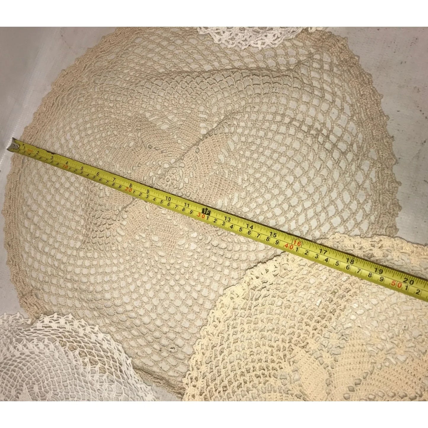 Set of 4 White/Cream Colored Handmade Crocheted Table Placemats/Doilies - A+ Stuff