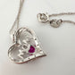 Bright and Beautiful "Mom" Neckace - Heart Shaped Lab Created Pink Sapphire - Sterling