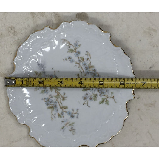 Vintage Decorative Plate Gold Rim With Blue Flowers