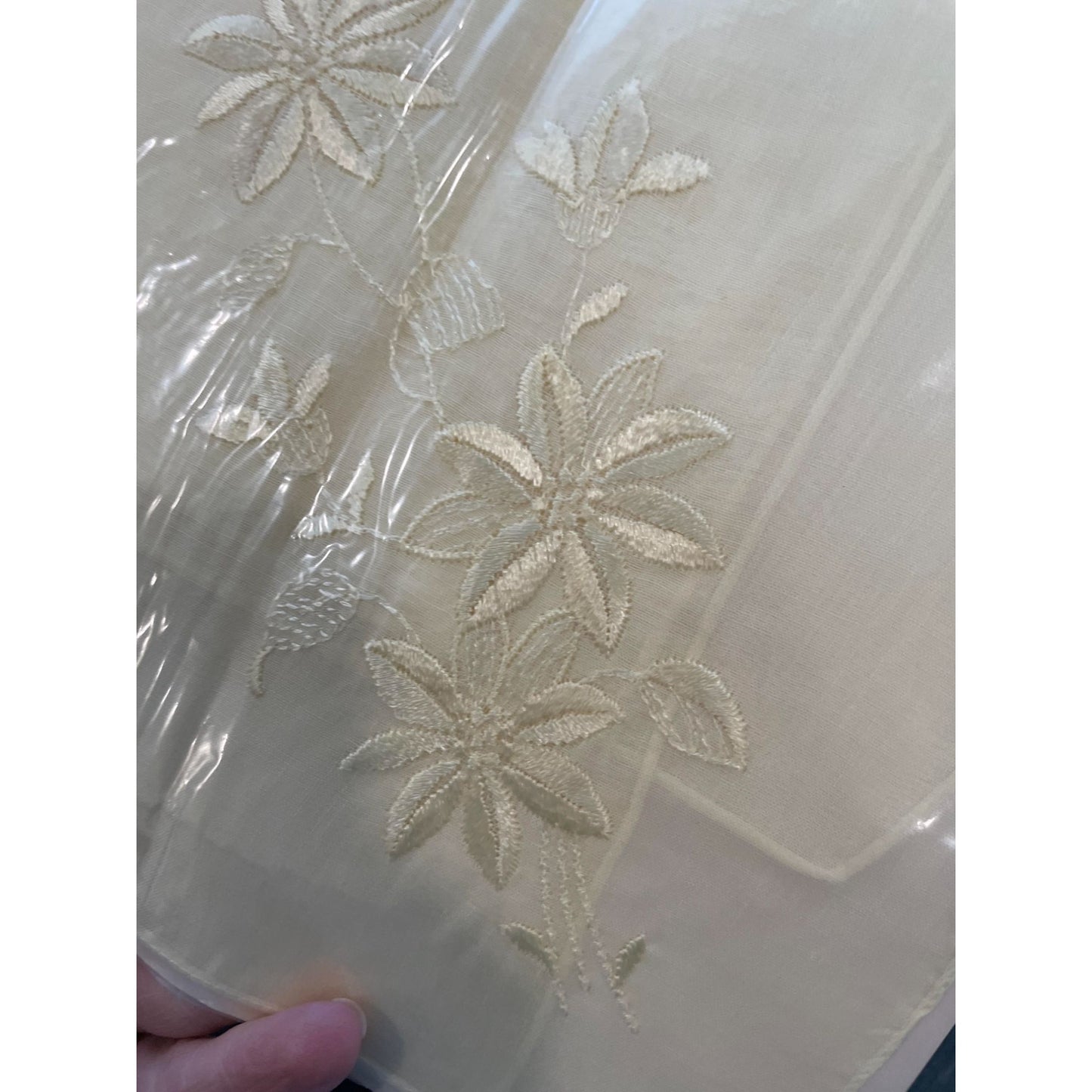 Vintage Detailed Embroidery Handkerchief Made in Switzerland- about 8.5 by 8.5 inches