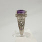 Beautiful Emerald Cut 2.25 Carat Amethyst Ring - Sterling w Diamond Accent Size 8