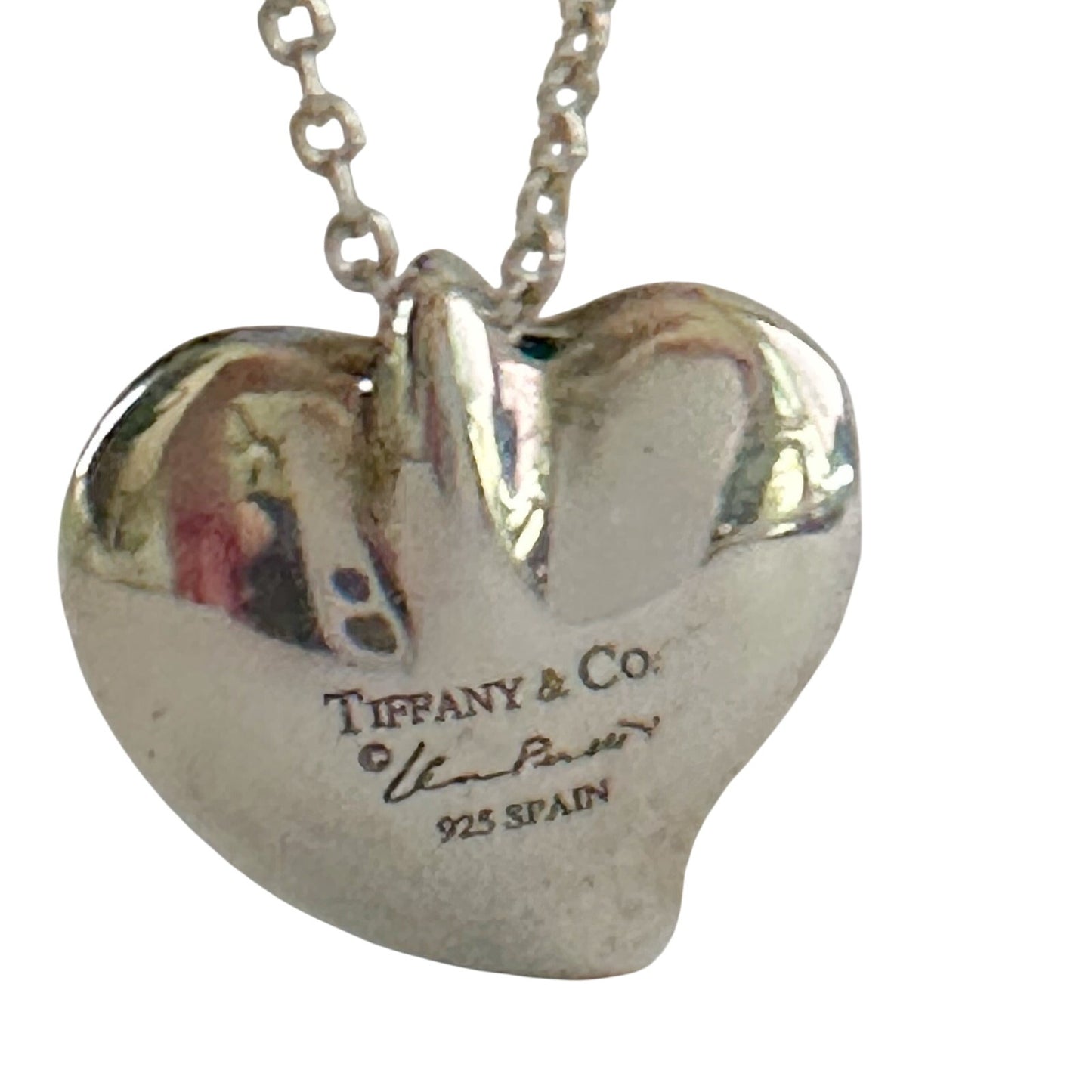 Tiffany and Co Elsa Peretti Full Heart (Curved Heart) Necklace 15"