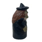 Small Miniature 3" Hand Carved Witch Figurine holding a Broom Stick, Wearing a Hat