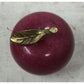 Vintage Polished Marble Red Apple with Brass Stem Leaf Heavy Paperweight