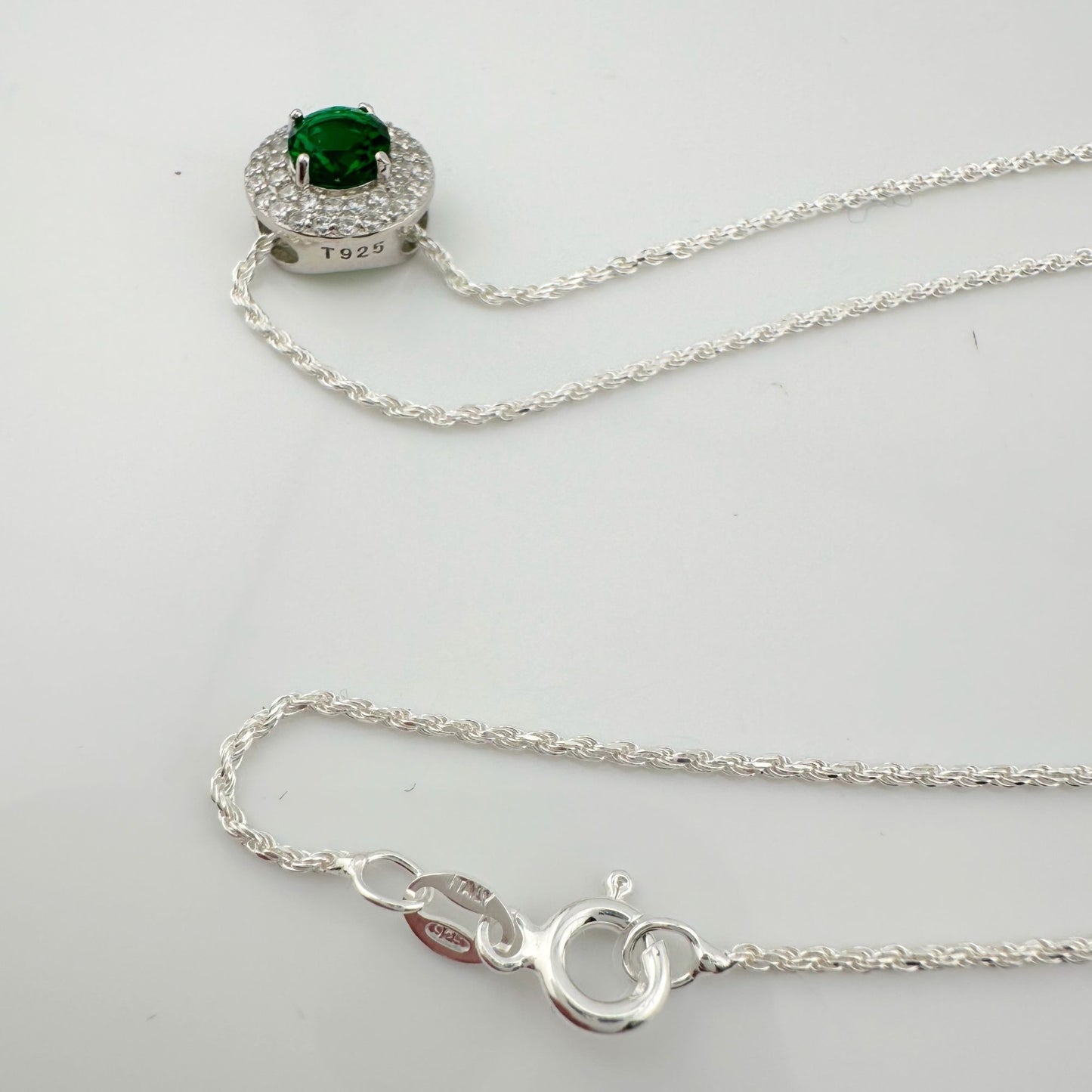 Brilliantly Beautiful 2.40ct Lab Created Emerald Halo Pendant - Sterling Silver