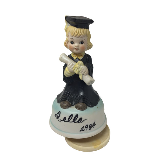 Vintage 1984 Schmid Music Box Girl Graduating, Holding Diploma