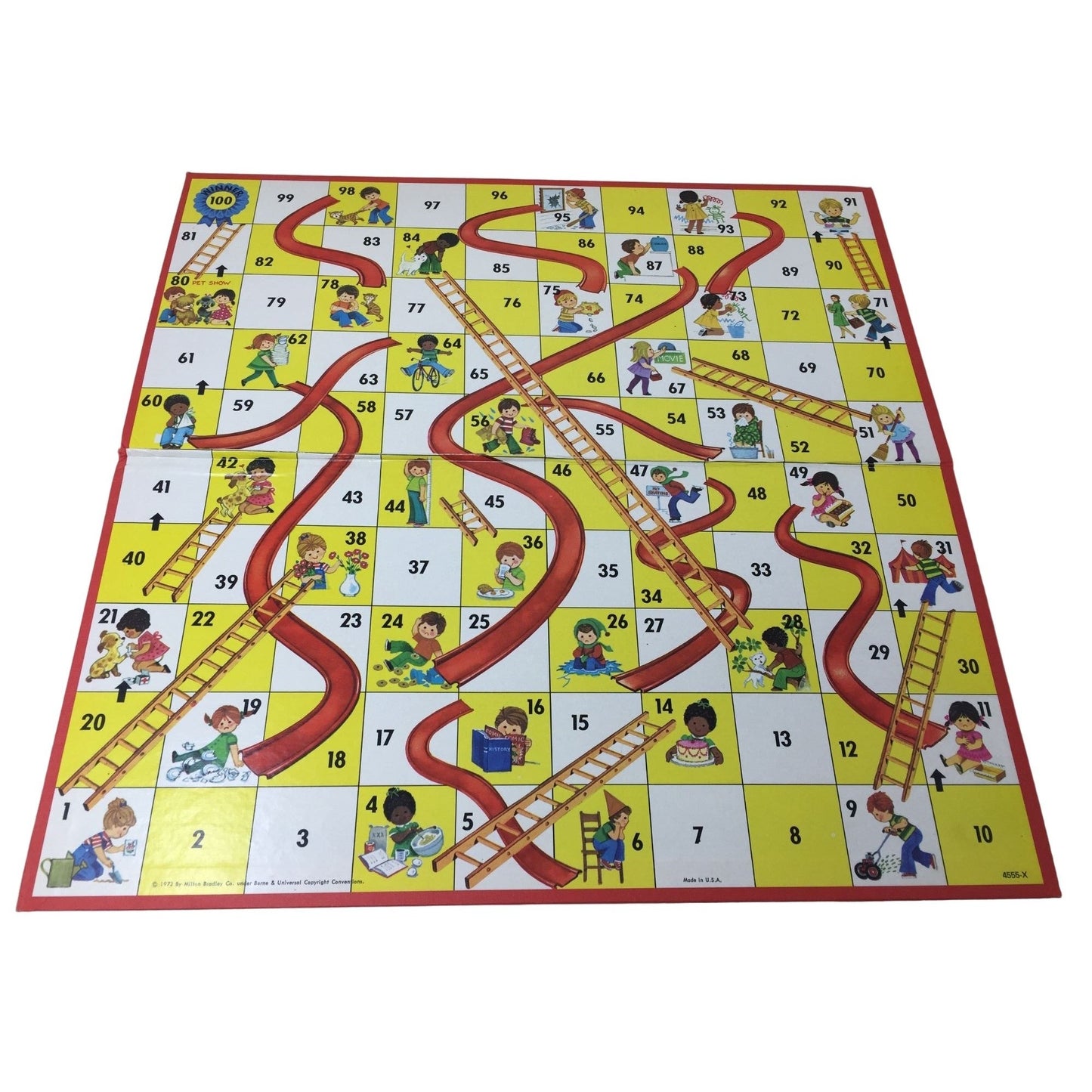 Vintage Milton Bradley Chutes and Ladders Board Game Comes with Board/4 Characters/Spinner