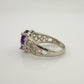 Beautiful Emerald Cut 2.25 Carat Amethyst Ring - Sterling w Diamond Accent Size 8