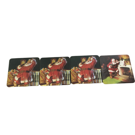 Vintage 1999 Set of 4 Coca Cola Santa Holiday Christmas Coasters