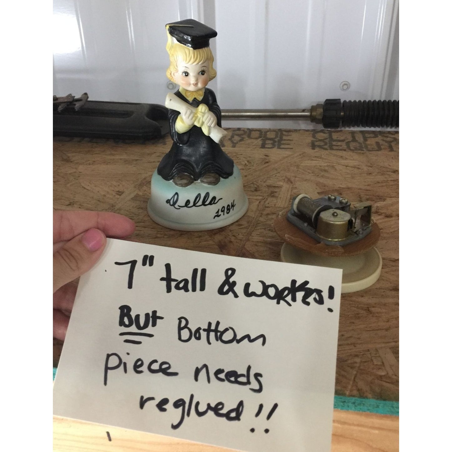 Vintage 1984 Schmid Music Box Girl Graduating, Holding Diploma