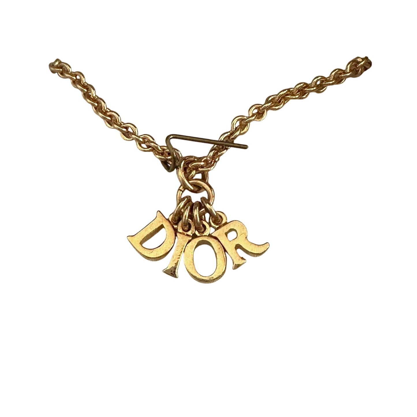 Christian Dior Logo Letter Charm Style Necklace