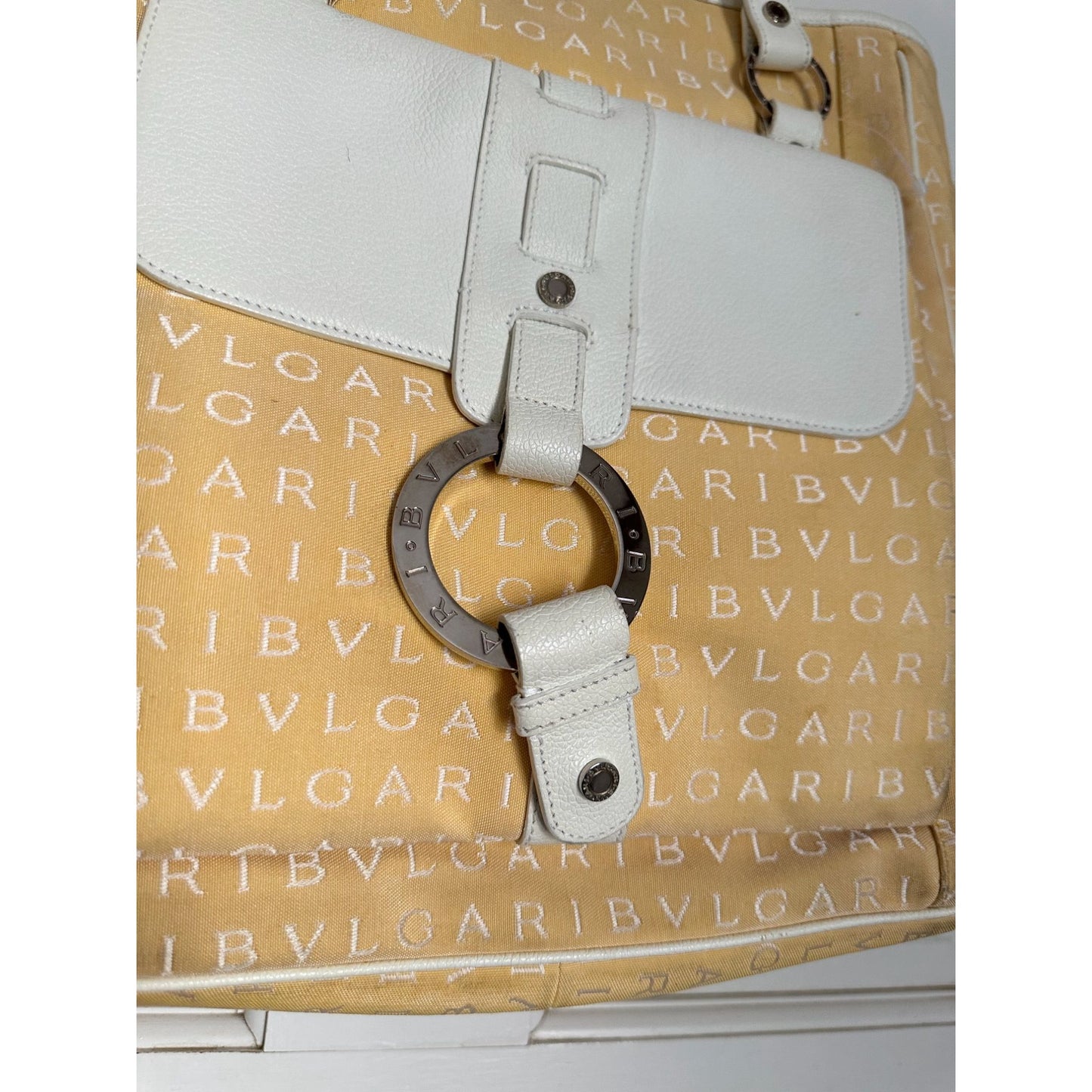 Bvlgari Logo Mania Pale Yellow Shoulder Bag / Tote