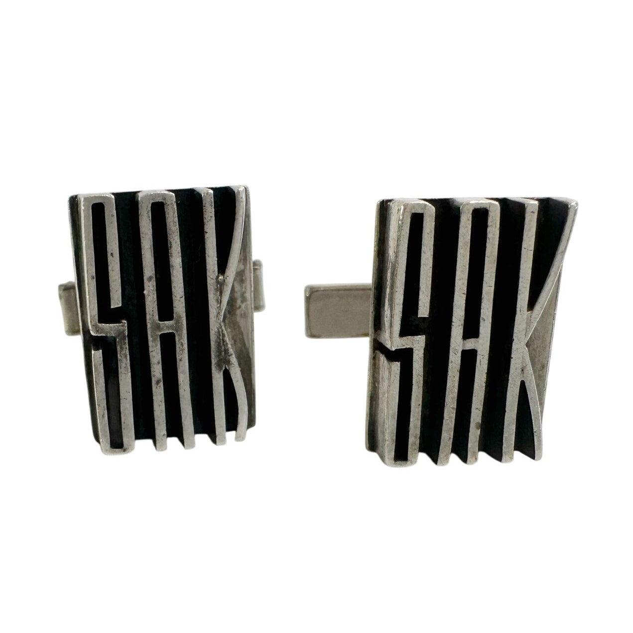 Sterling Silver Cufflinks - Modernist (mid-century) Design - Initials SAK - Stamped on back