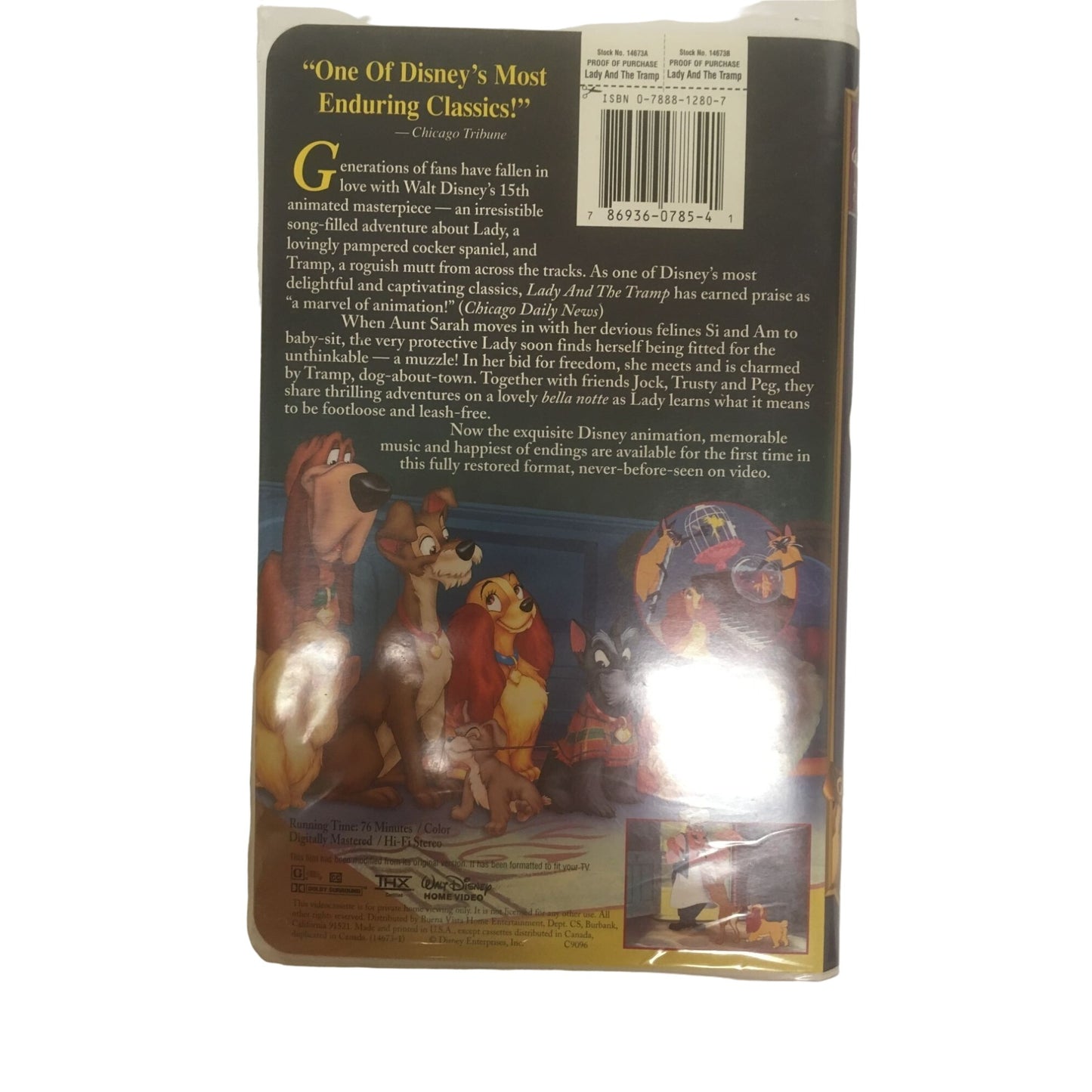 Walt Disney's Masterpiece Lady and the Tramp Fully Restored VHS Tape