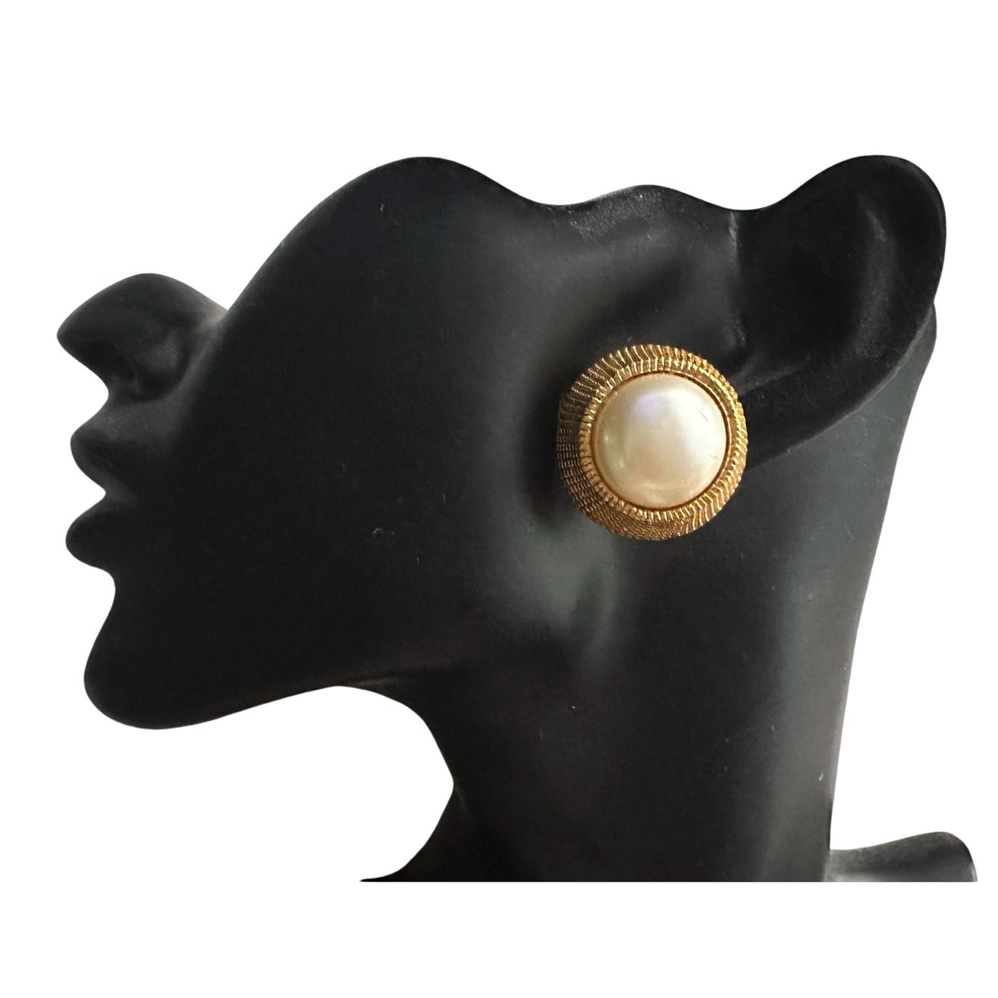 CHANEL Gold Plate and Faux Pearl Clip On Earrings