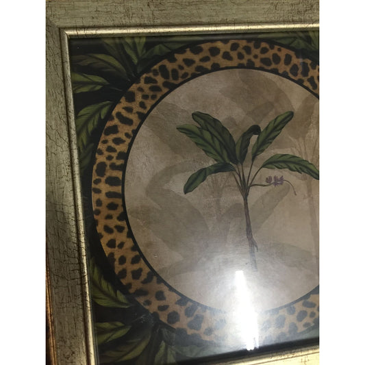 Kirkland's Wood Framed Wall Art/Home Decor with Palm Tree & Cheetah Print Pattern