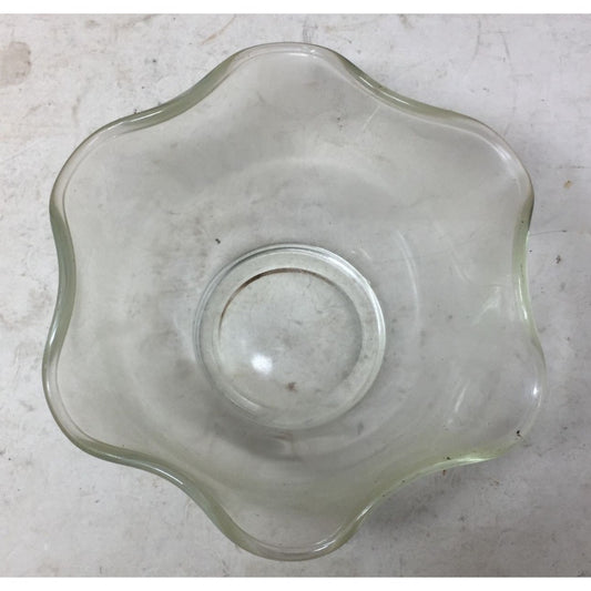 Retro Looking Clear Glass Bowl with Scalloped Rim