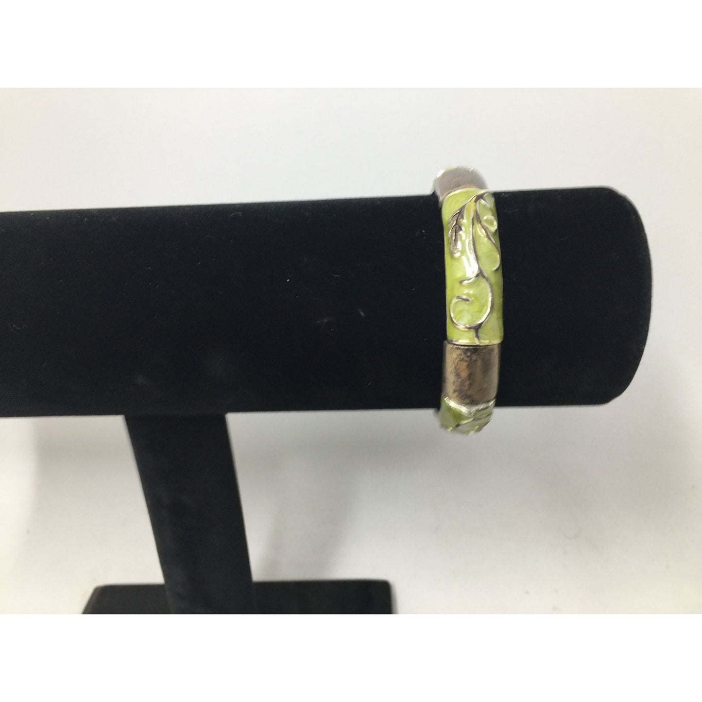 Women's Green and Silver Bangle Bracelet