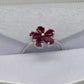 Natural Ruby Flower Ring -  Sterling Silver  - Size 7.75 - Simply Beautiful!