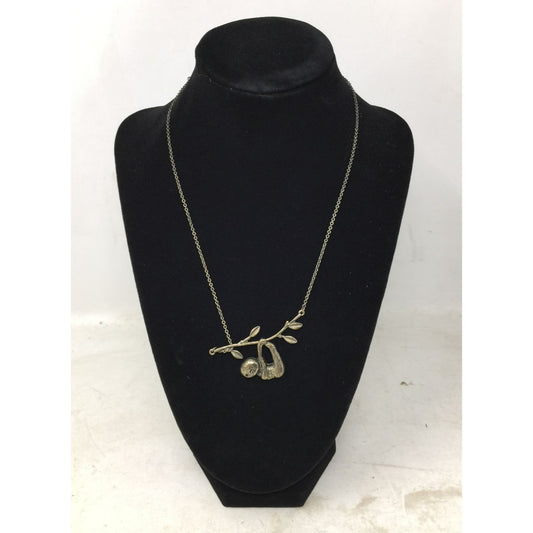 Womens "Drop It Like A Sloth" Gold Tone Necklace