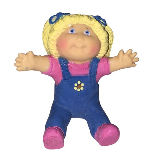 Cabbage Patch Kids Vintage 1984 Figurine Sitting Girl in Overalls w Arms Out