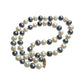 14kt Gold Hand Knotted 7mm Peacock Black (Bluish) & White Pearl Necklace 17"