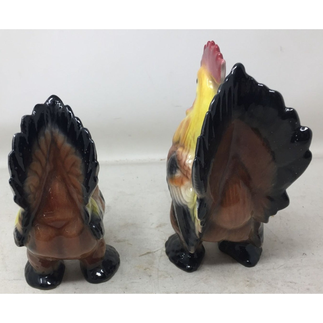 Two Vintage Colorful Ceramic Rooster/Hen Figurines