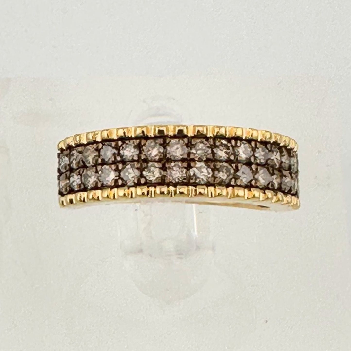 Elegant 3/4 Ct Diamond 2 row Anniversary Ring 14kt Gold Over Sterling Silver