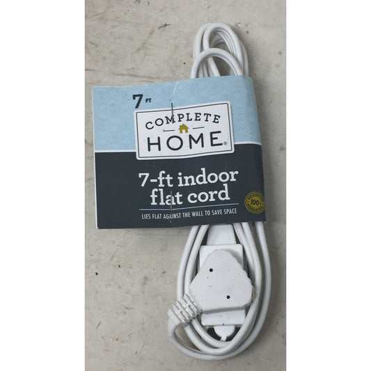 Complete Home 7-Foot Flat Indoor Extension Cord 3-Outlet 2 Prong