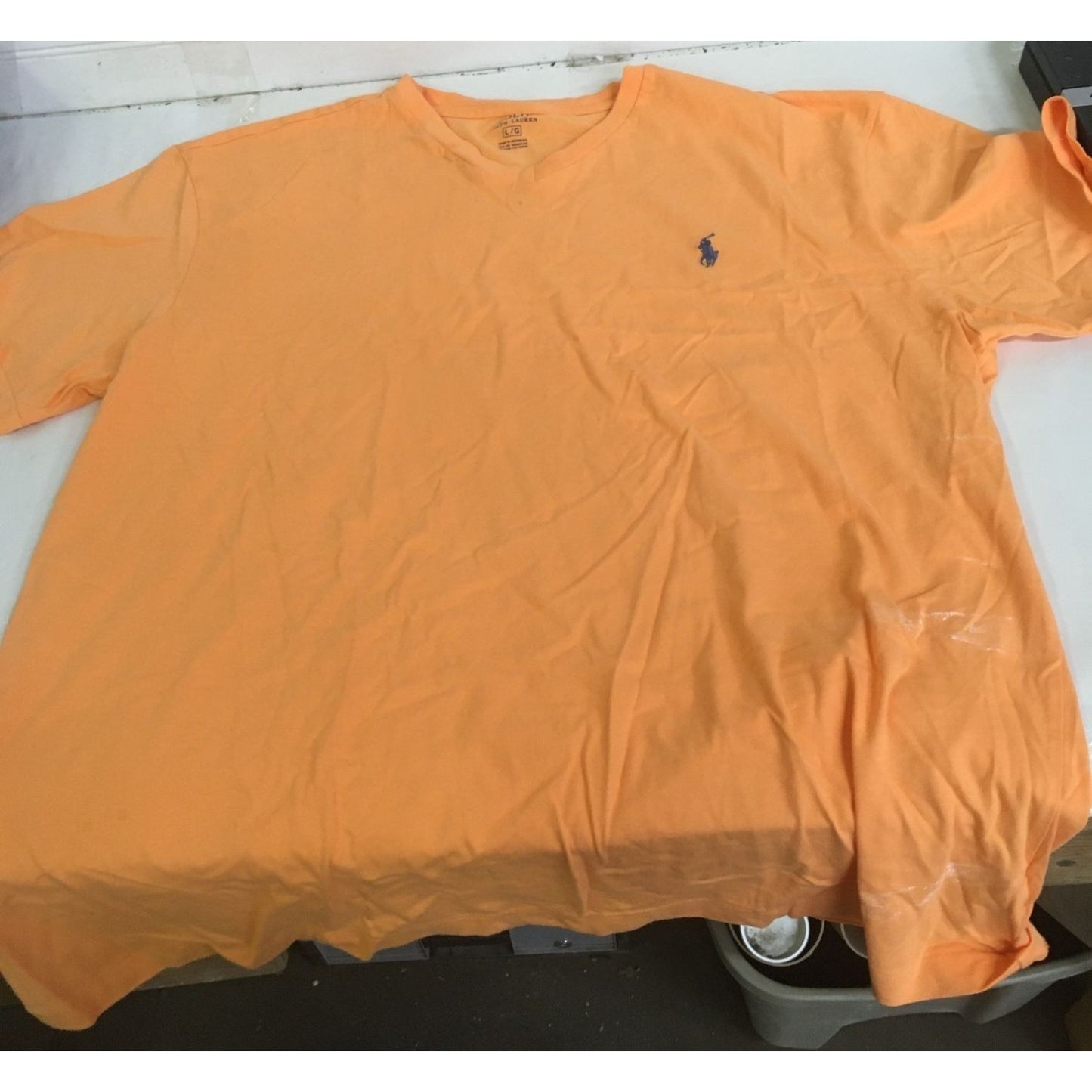 Mens Polo Ralph Lauren Size Large V Neck Orange Shirt