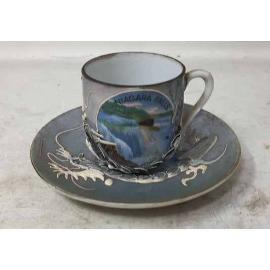 Vintage Niagara Falls Souvenir Cup and Saucer- Dragonware Moriage