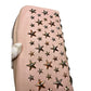 Jimmy Choo Filipa Zip-Around Long Wallet in Pink Leather w Bronze/Gold and SIlver Star Studs