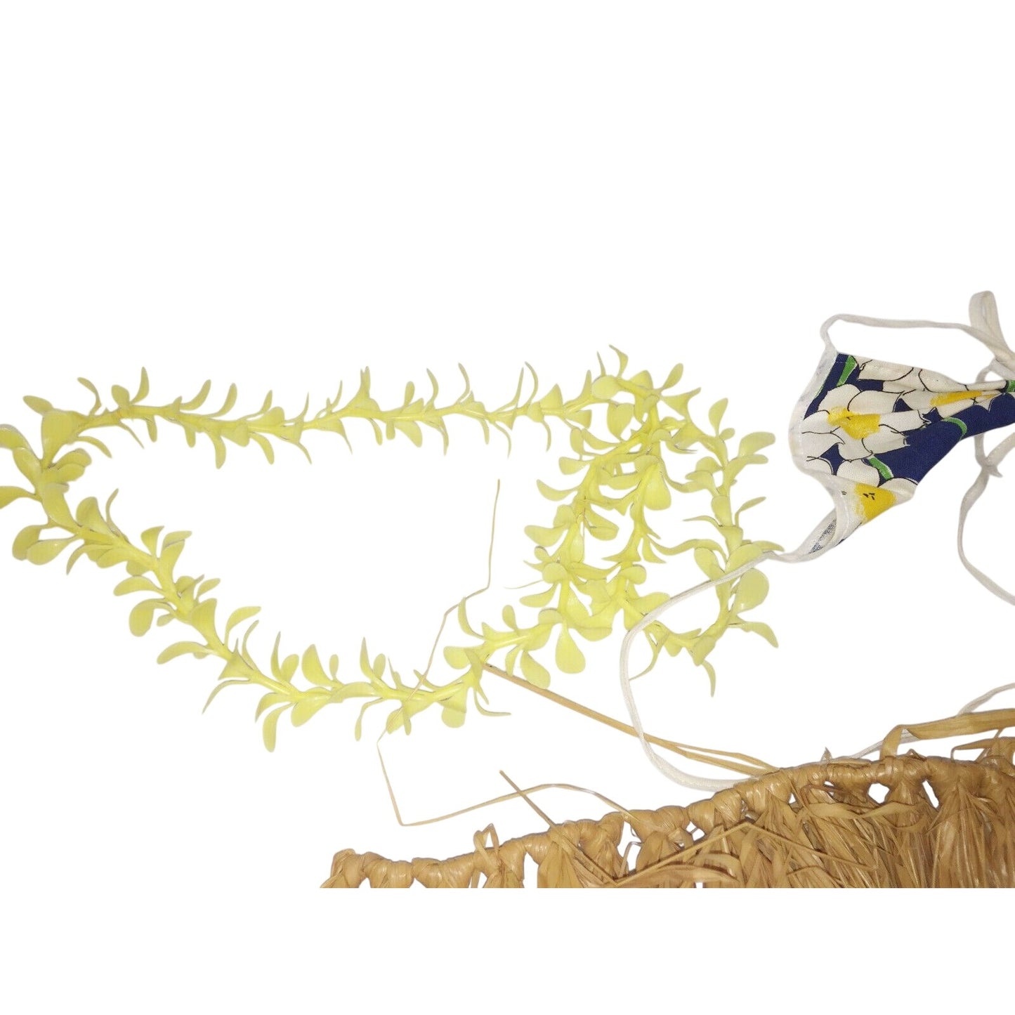 Vintage CHILD’S 3 PC HULA Outfit Hawaii Blue Yellow Lei Size S-M