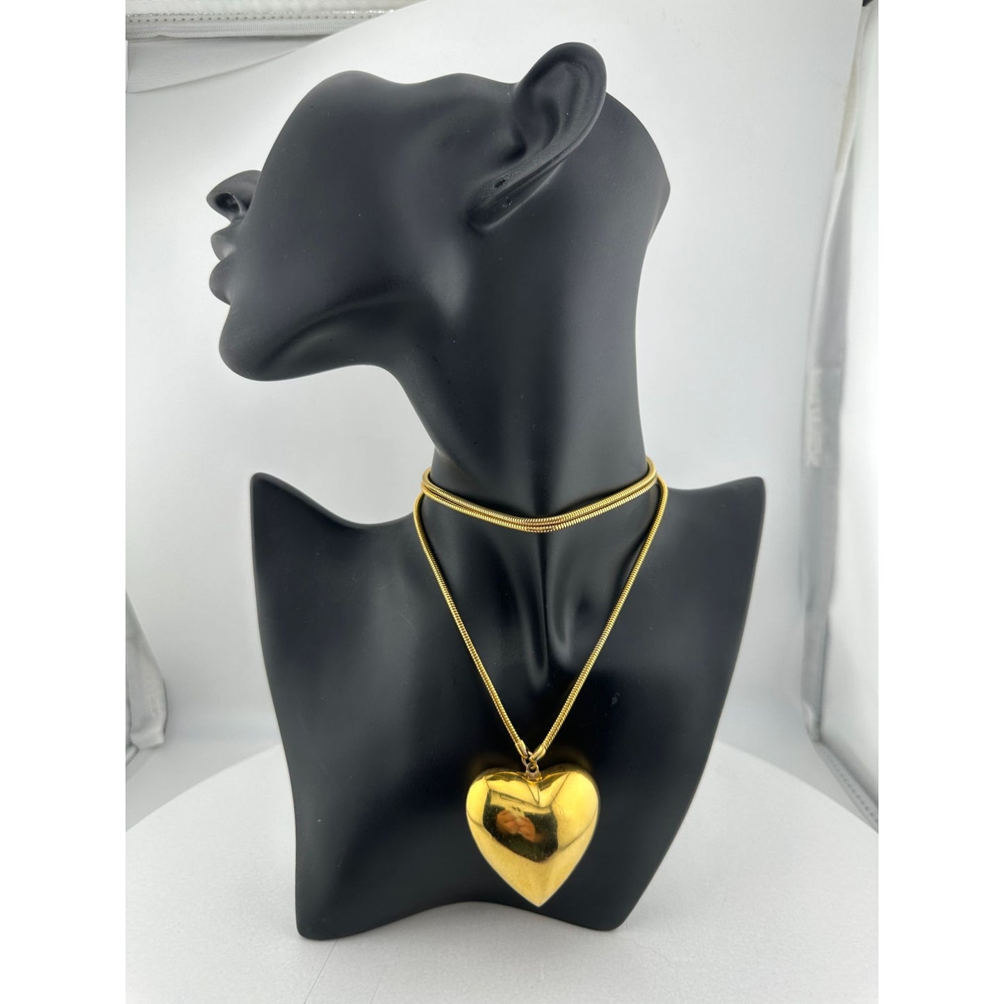 Women's Beautiful Gold Tone Necklace with Large Heart Pendant