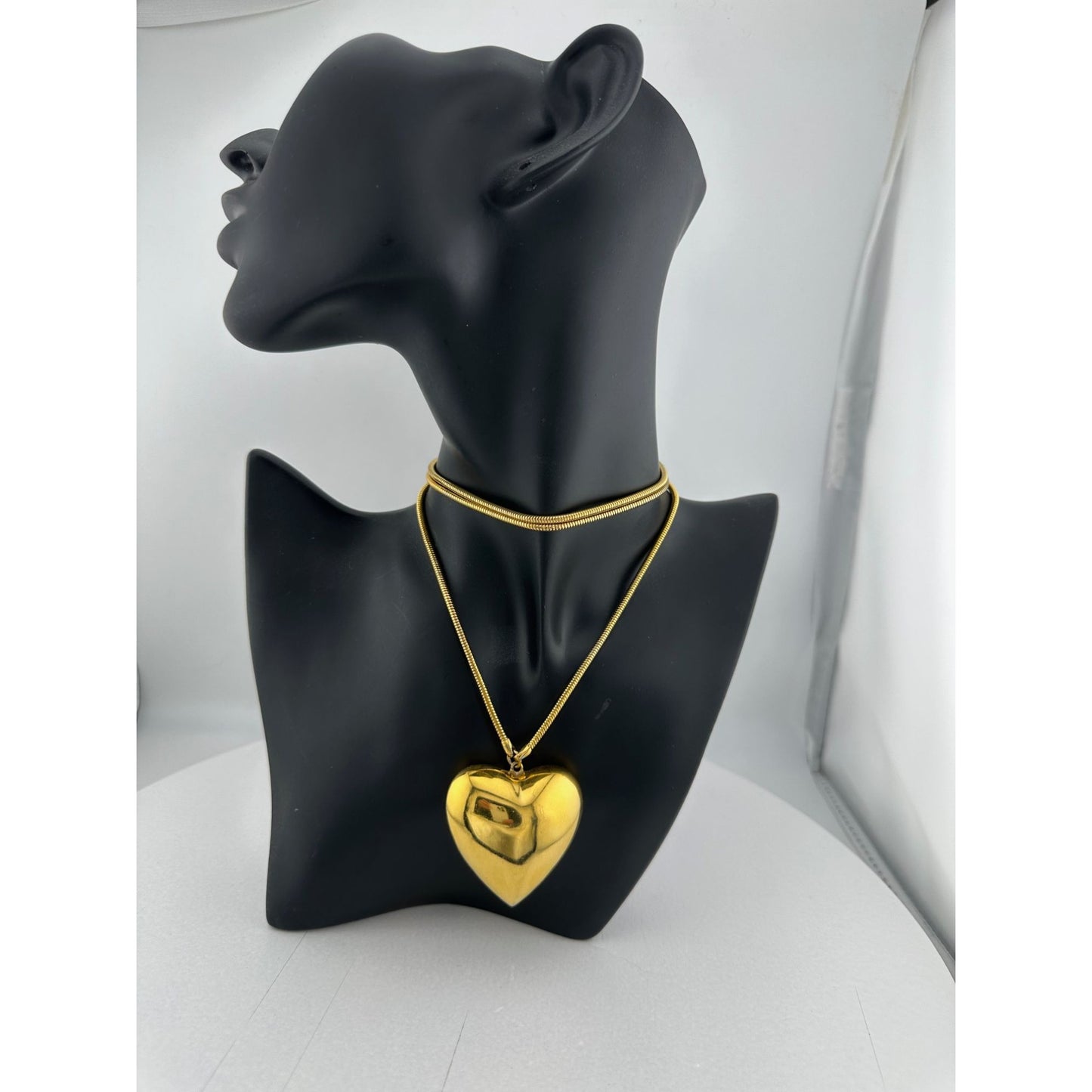 Women's Beautiful Gold Tone Necklace with Large Heart Pendant