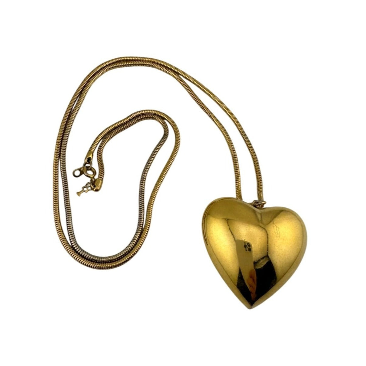 Women's Beautiful Gold Tone Necklace with Large Heart Pendant