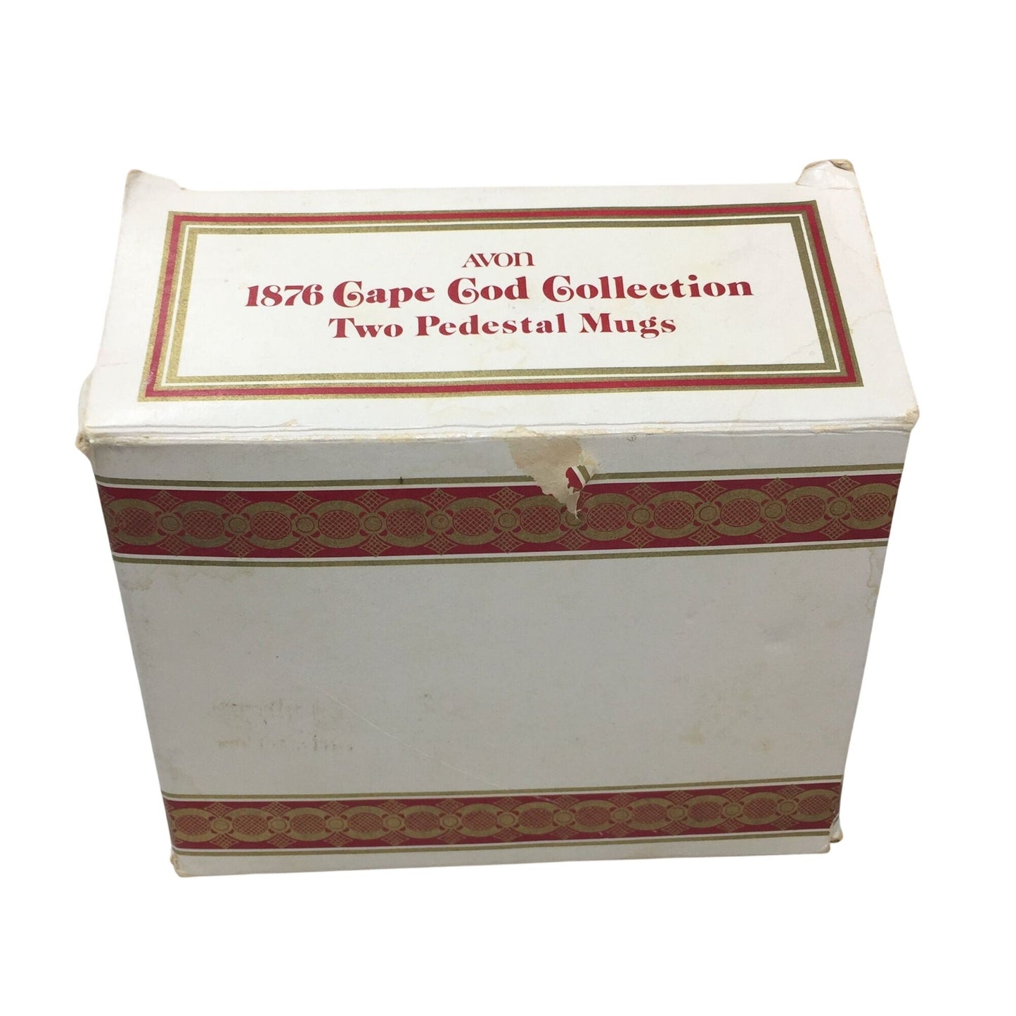 Vintage Avon 1876 Cape Cod Ruby Red Glass Pedestal Mugs (2) in Orig Box A+ Stuff  A+ Stuff Mugs