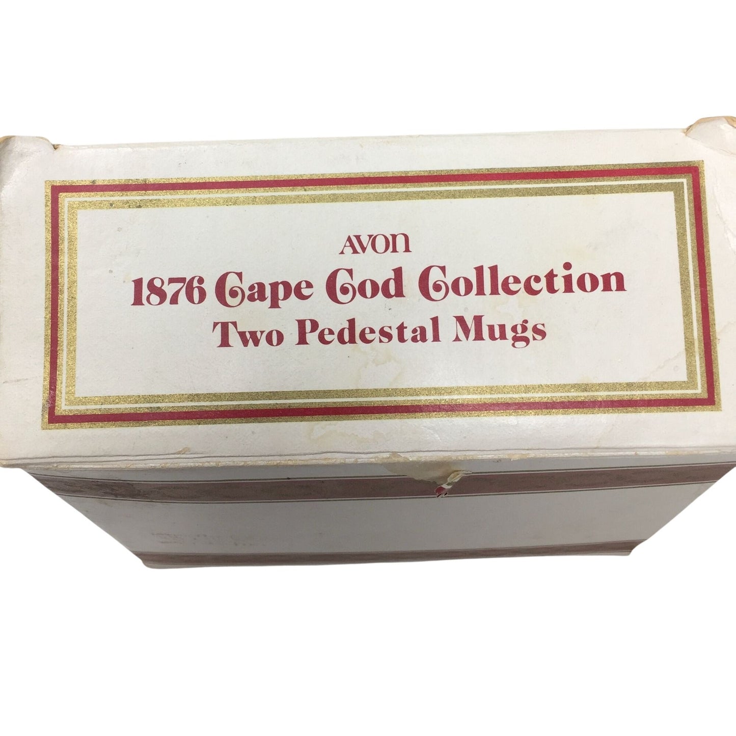 Vintage Avon 1876 Cape Cod Ruby Red Glass Pedestal Mugs (2) in Orig Box A+ Stuff  A+ Stuff Mugs