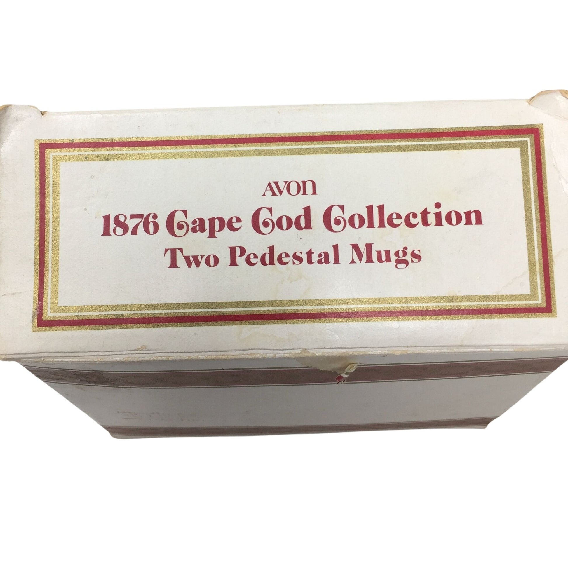 Vintage Avon 1876 Cape Cod Ruby Red Glass Pedestal Mugs (2) in Orig Box A+ Stuff  A+ Stuff Mugs