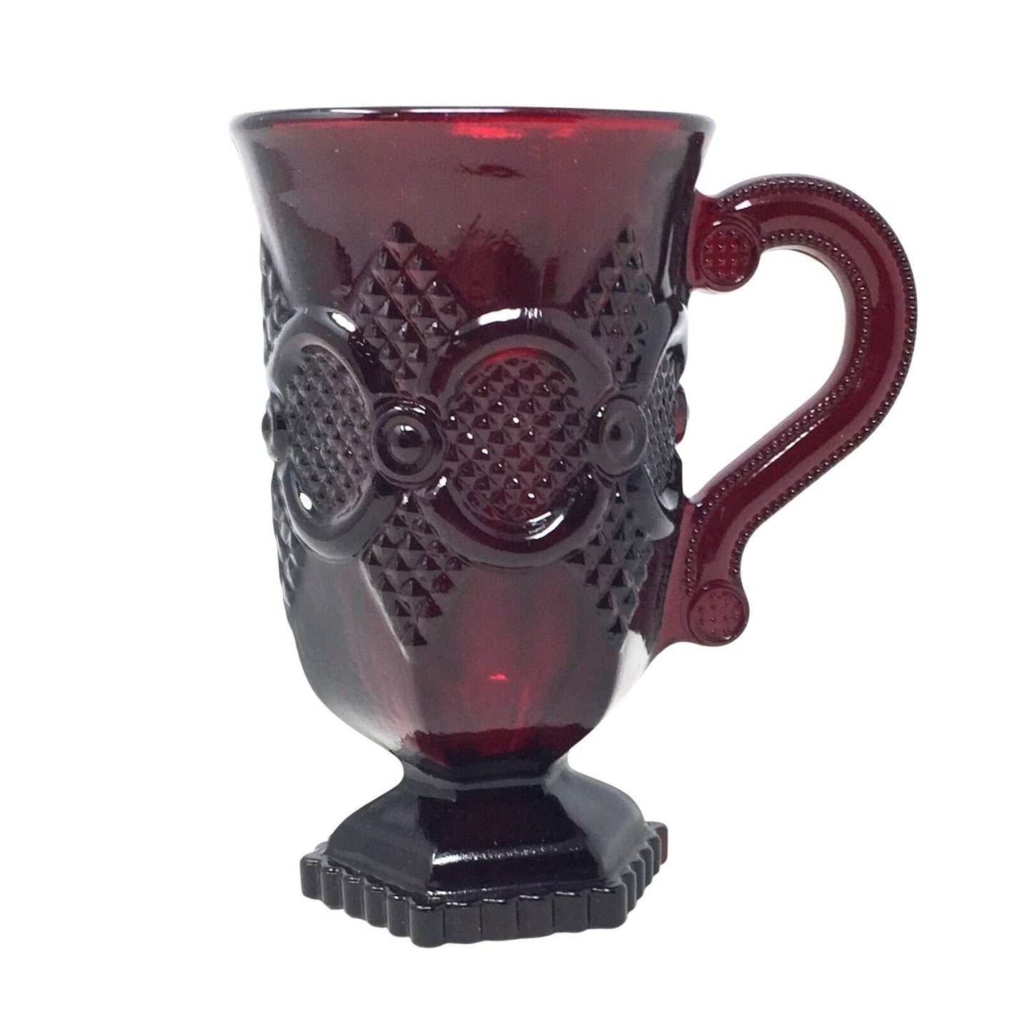 Vintage Avon 1876 Cape Cod Ruby Red Glass Pedestal Mugs (2) in Orig Box A+ Stuff  A+ Stuff Mugs