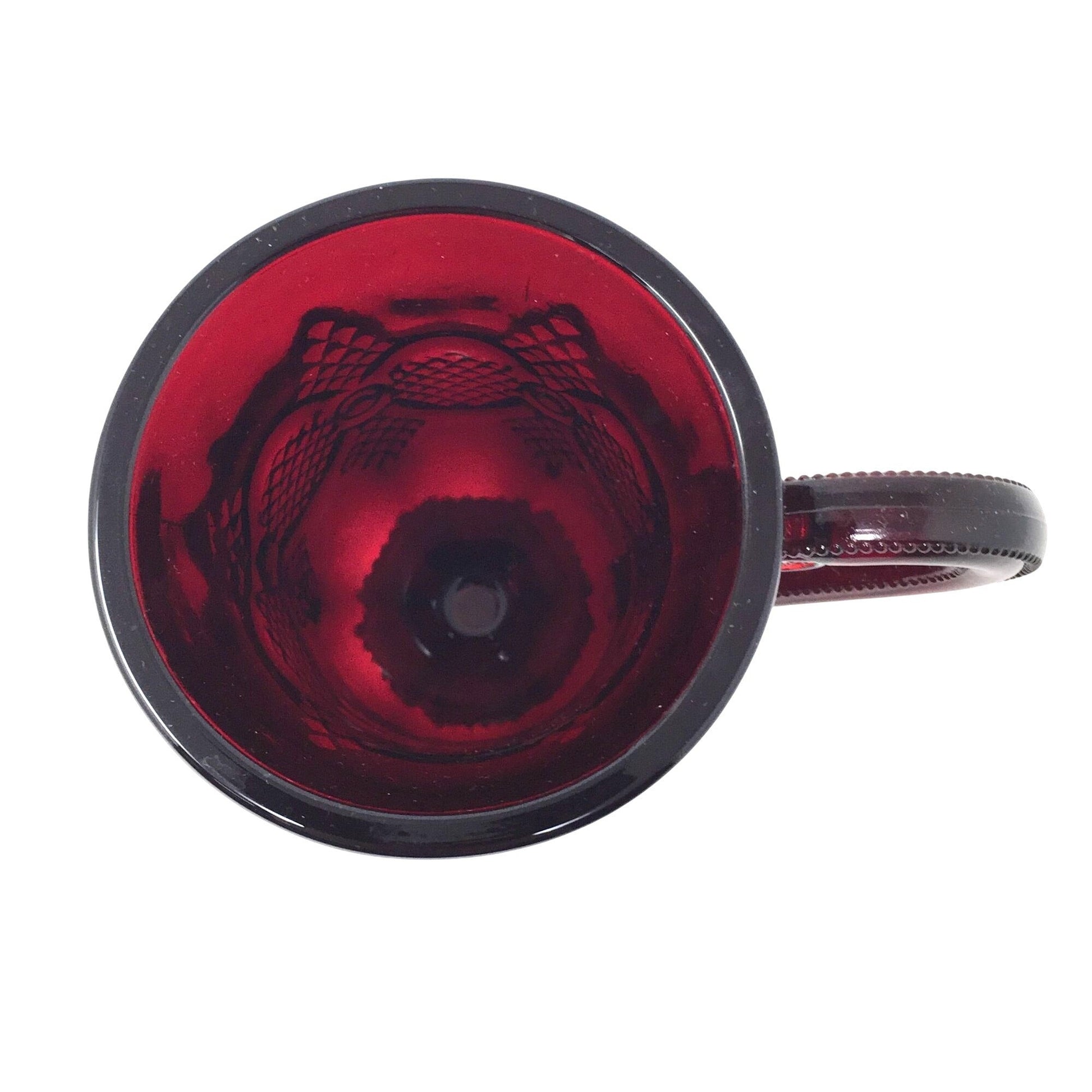 Vintage Avon 1876 Cape Cod Ruby Red Glass Pedestal Mugs (2) in Orig Box A+ Stuff  A+ Stuff Mugs