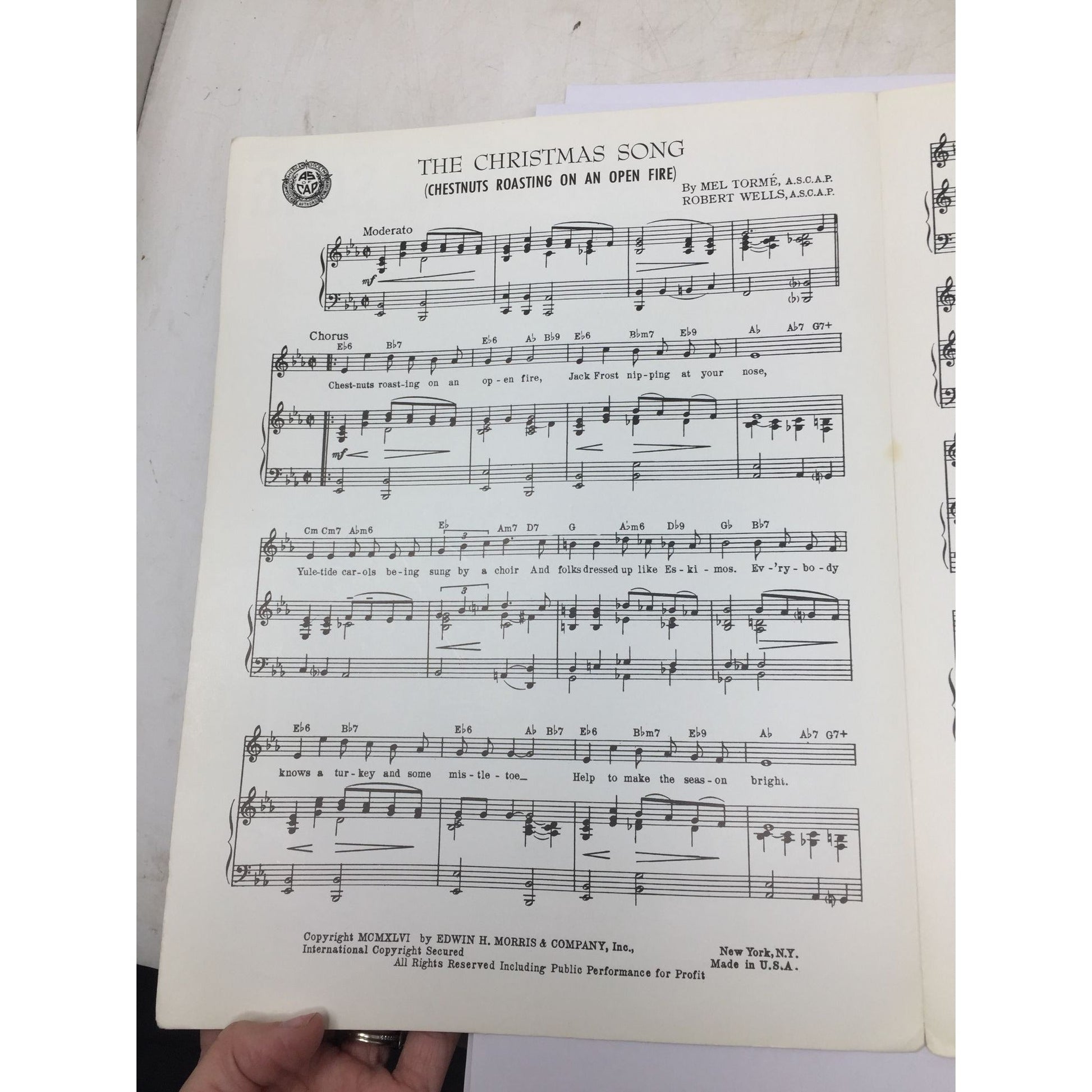 1946 Edwin H. Morris & Company sheet music publication for "The Christmas Song" A+ Stuff  A+ Stuff SHEET MUSIC