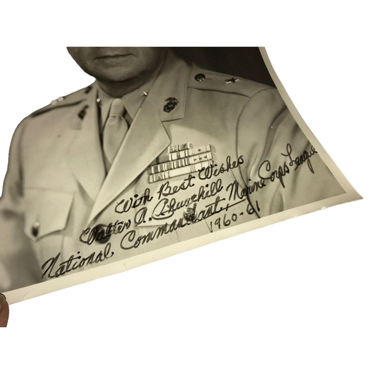 Pair of photos - one Signed Photo - Major General Walter Churchill - churchills market - Toledo person