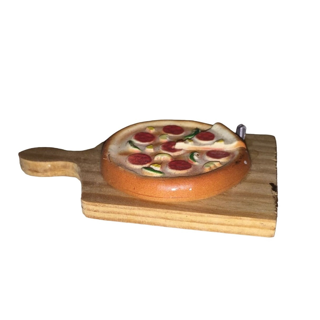 Pizza on Pizza Board Small Wooden Magnet - 3"