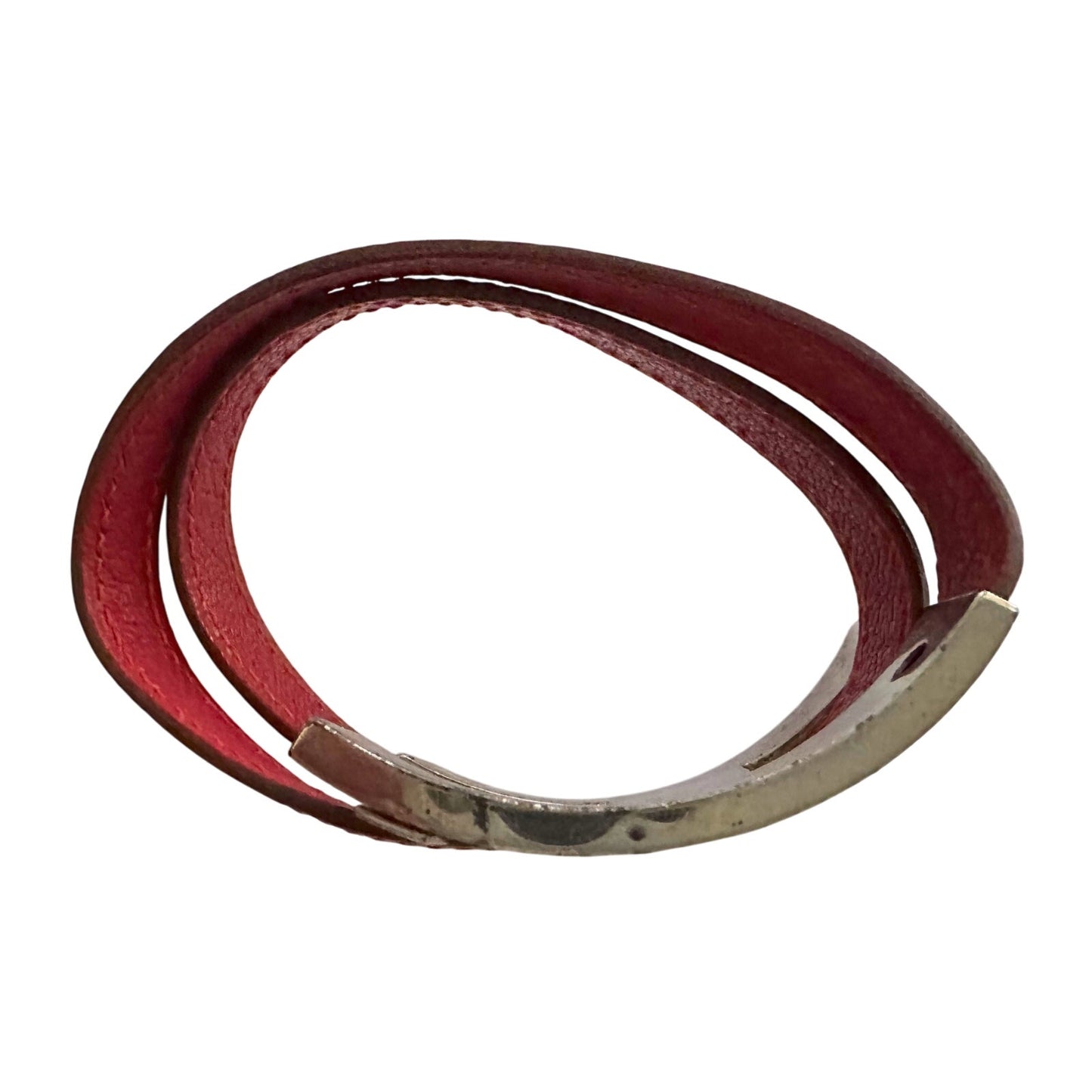 Hermes Pousse - Pousse Red Leather Wrap Bracelet