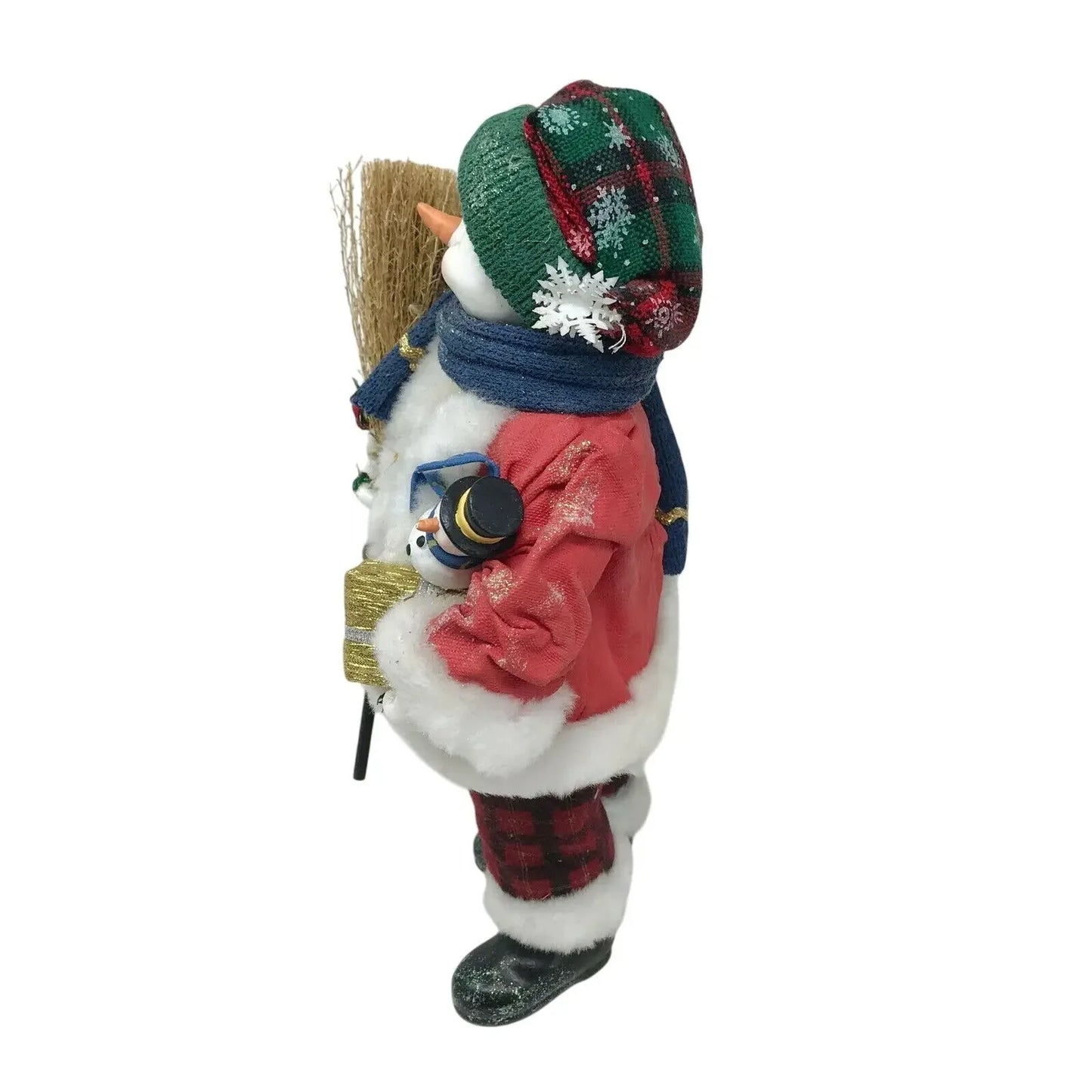 Smiling SNOWMAN with Broom and Bell CHRISTMAS Decor Holidays Xmas A+ Stuff