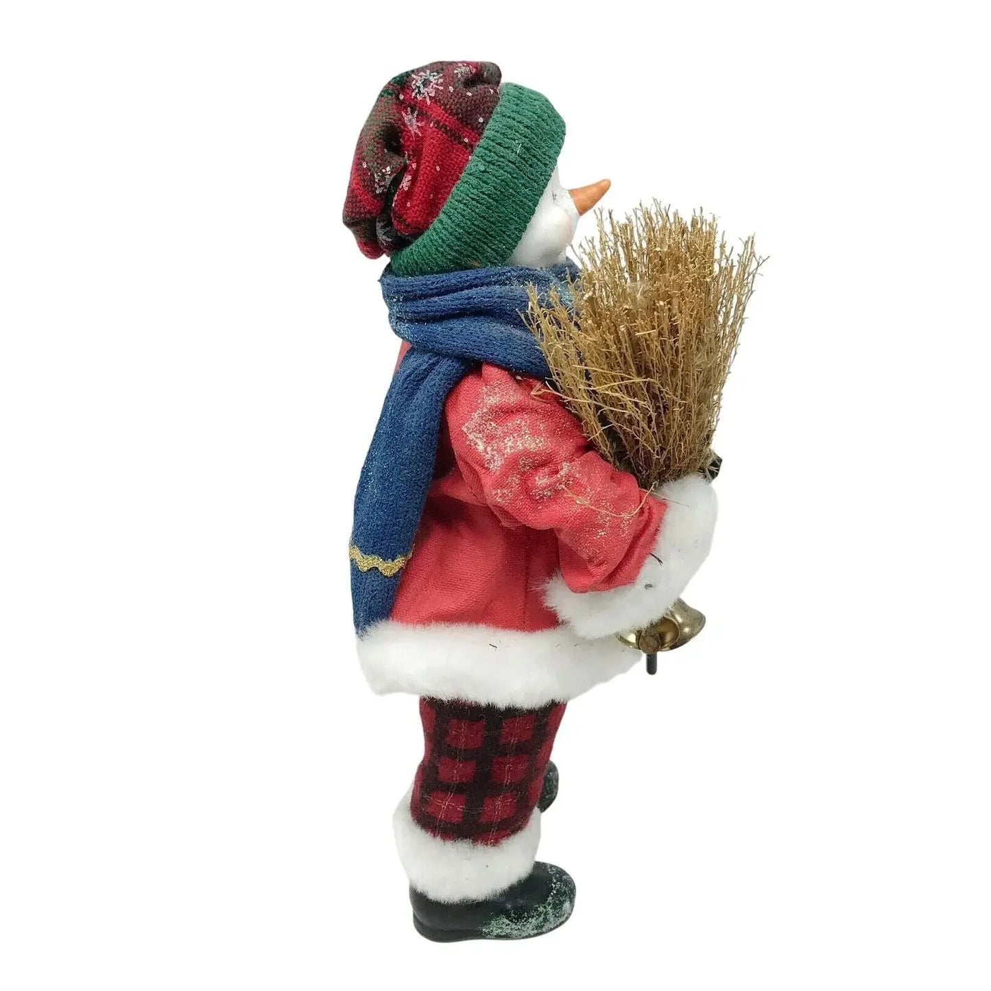 Smiling SNOWMAN with Broom and Bell CHRISTMAS Decor Holidays Xmas A+ Stuff